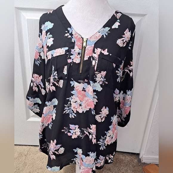 Justify Floral Tunic/Blouse  Size L - Picture 1 of 10